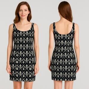 Vintage Gruppo Americano Embroidered Baroque Cocktail Dress Sz 4 Gothic Glam 90s